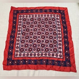 Vintage Daisy Spiral Red and Blue Patterned Scarf